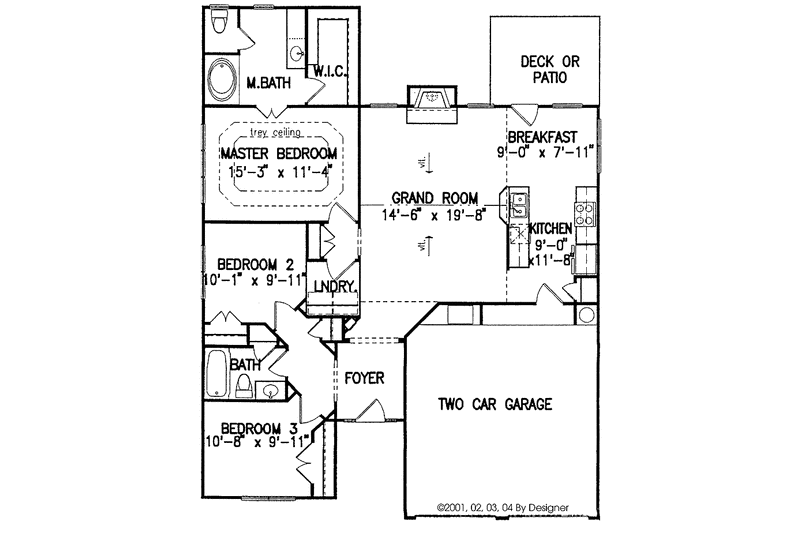 Home Plan - Floor Plan - Main Floor for Ranch House Plan #54-199 - 3 bed, 2 bath