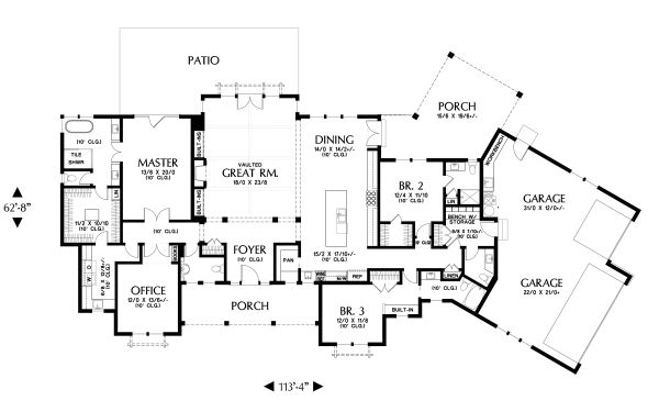 Dream House Plan - Farmhouse Floor Plan - Main Floor Plan #48-1027