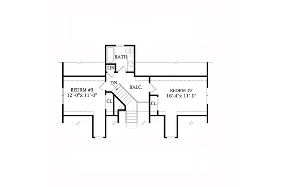 Floor Plan - Upper Floor for Cabin House Plan #456-17 - 3 bed, 2 bath