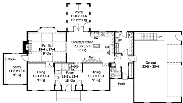 Architectural House Design - Classical Floor Plan - Main Floor Plan #51-957