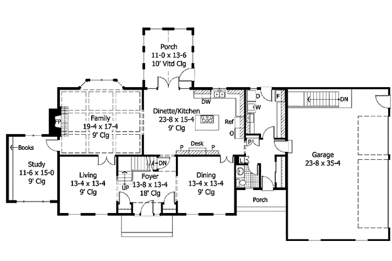 Dream House Plan - Floor Plan - Main Floor for Classical House Plan #51-957 - 4 bed, 2.5 bath