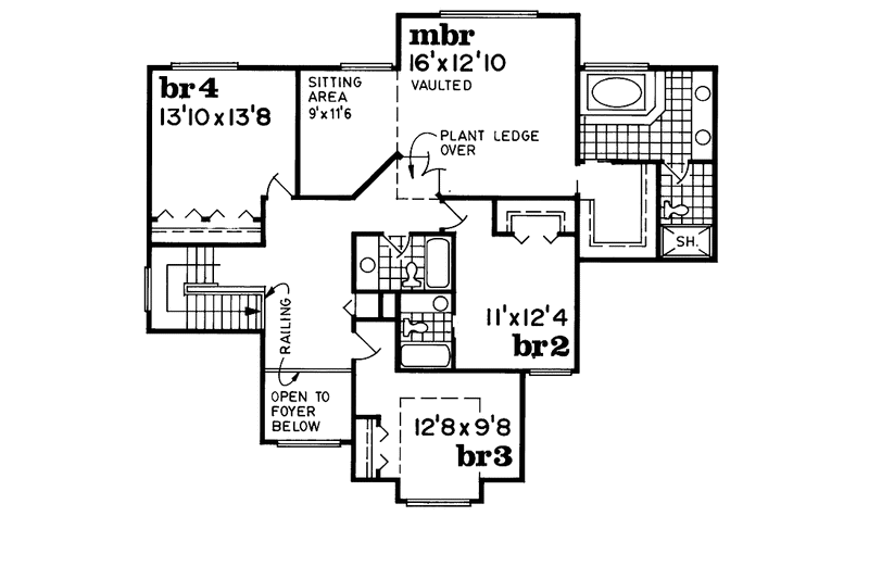 Home Plan - Floor Plan - Upper Floor for Prairie House Plan #47-996 - 4 bed, 3.5 bath