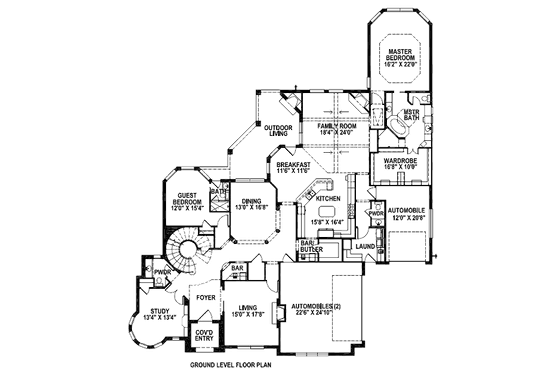 Floor Plan - Main Floor for European House Plan #141-264 - 4 bed, 4.5 bath