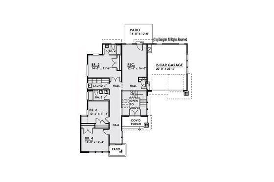 Floor Plan - Main Floor for Modern House Plan #1066-2 - 4 bed, 3.5 bath