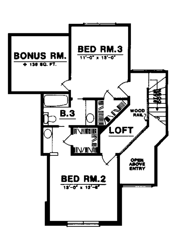 House Design - European Floor Plan - Upper Floor Plan #40-450