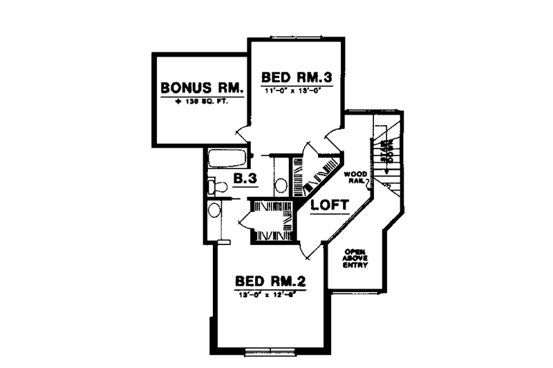 Home Plan - Floor Plan - Upper Floor for European House Plan #40-450 - 3 bed, 2.5 bath