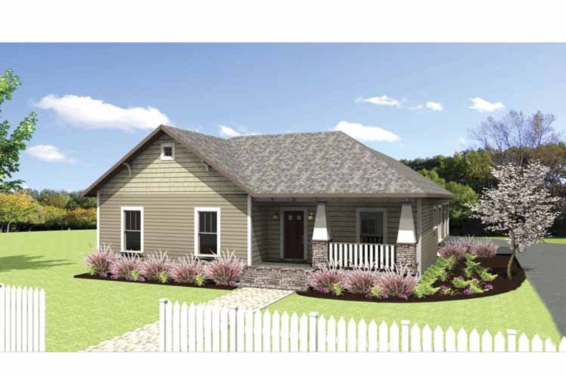 House Design - Exterior - Front Elevation 3 for Craftsman House Plan #44-218 - 4 bed, 2 bath