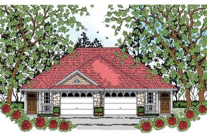 House Blueprint - Exterior - Front Elevation for Traditional House Plan #42-726 - 2 bed, 2 bath