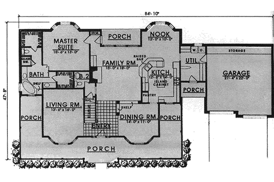 Floor Plan - Main Floor for Country House Plan #40-101 - 4 bed, 3.5 bath