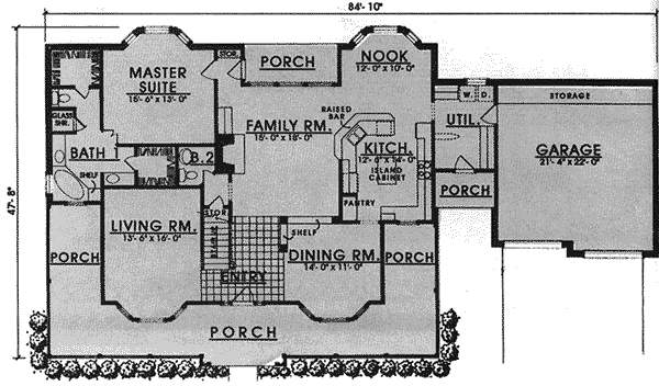 House Design - Country Floor Plan - Main Floor Plan #40-101