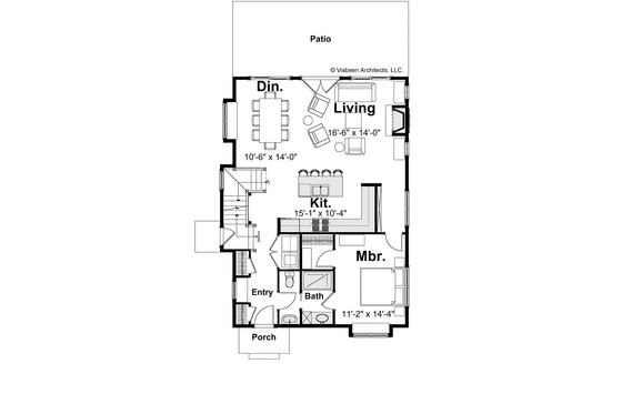 Floor Plan - Main Floor for Bungalow House Plan #928-191 - 3 bed, 2 bath