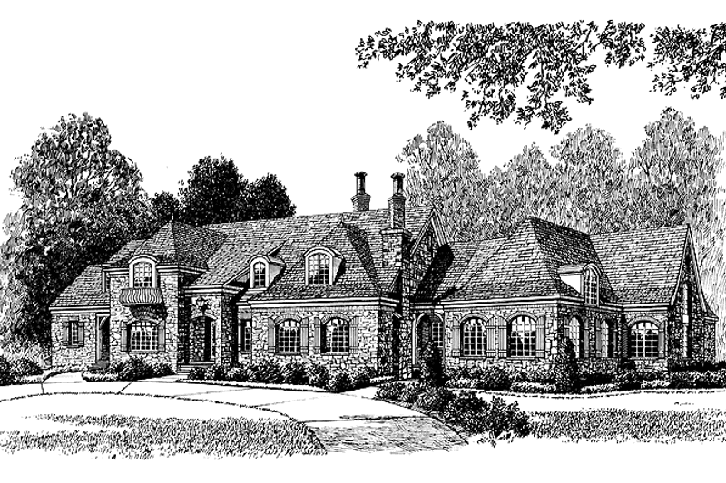Home Plan - Exterior - Front Elevation 3 for European House Plan #453-198 - 5 bed, 5 bath
