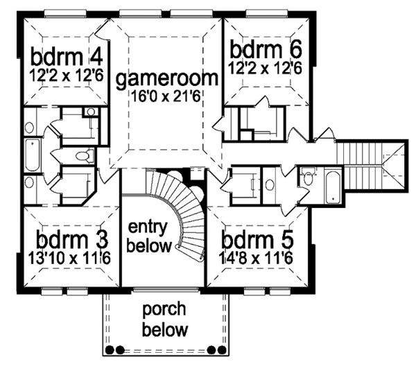 House Plan Design - Colonial Floor Plan - Upper Floor Plan #84-741