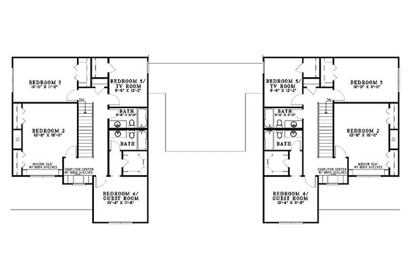 House Design - Floor Plan - Upper Floor for Country House Plan #17-2830 - 10 bed, 6 bath