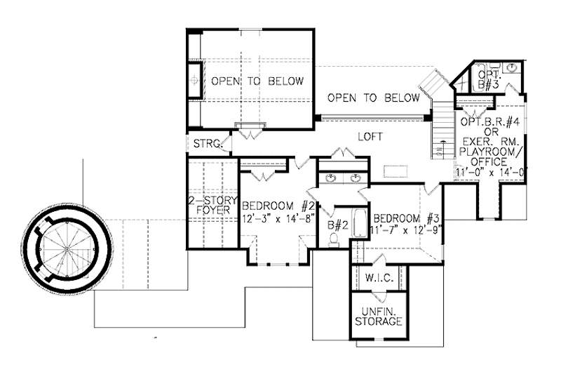 Dream House Plan - Floor Plan - Upper Floor for Country House Plan #54-327 - 4 bed, 3.5 bath
