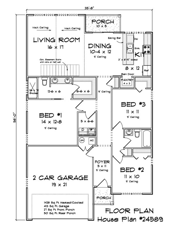 House Blueprint - Farmhouse Floor Plan - Main Floor Plan #513-2382
