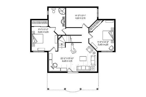 Floor Plan - Lower Floor for Country House Plan #23-2408 - 3 bed, 2 bath