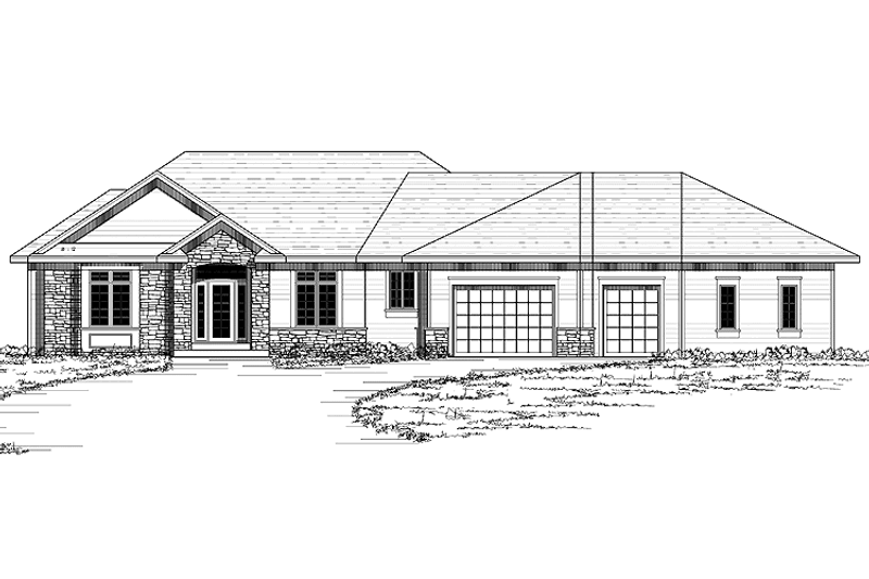 Home Plan - Exterior - Front Elevation 3 for Ranch House Plan #51-610 - 3 bed, 2 bath