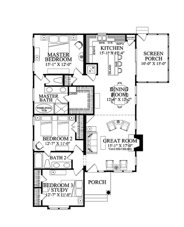 Architectural House Design - Bungalow Floor Plan - Main Floor Plan #137-360