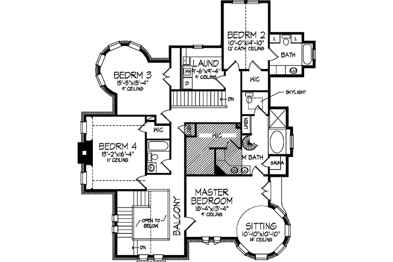 House Blueprint - Floor Plan - Upper Floor for Victorian House Plan #320-919 - 5 bed, 4.5 bath