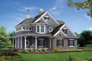 Exterior - Front Elevation 3 for Victorian House Plan #132-526 - 1 bed, 1 bath