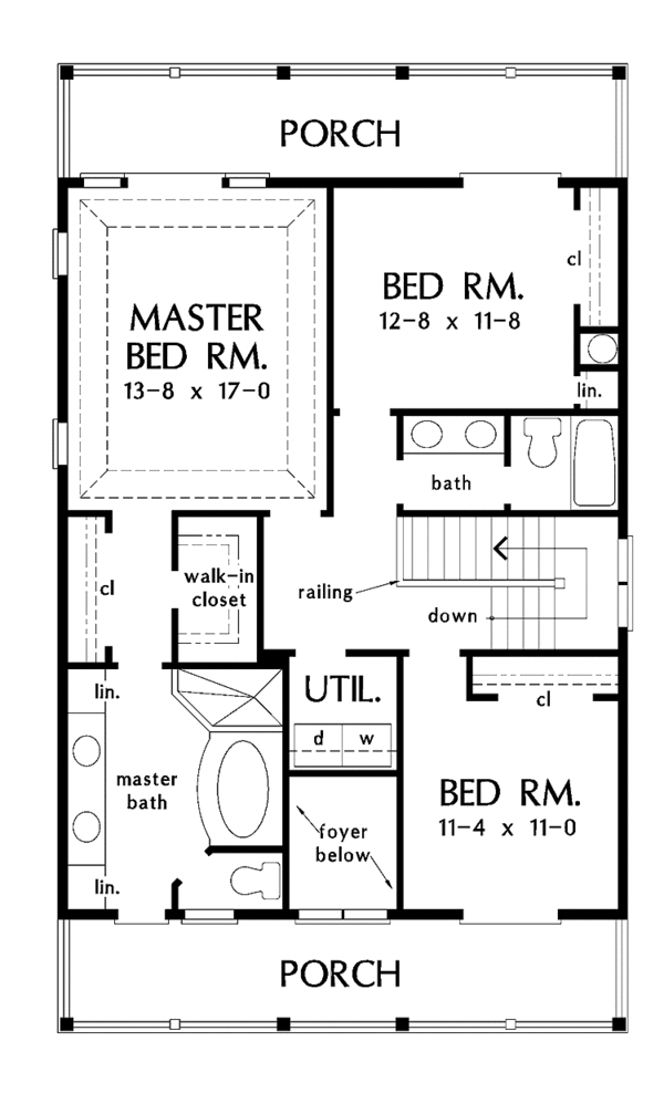 Classical Floor Plan - Upper Floor Plan #929-506