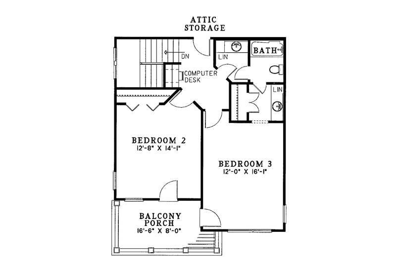 Architectural House Design - Floor Plan - Upper Floor for Classical House Plan #17-3095 - 3 bed, 2.5 bath