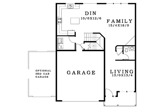 Floor Plan - Main Floor for Craftsman House Plan #943-16 - 3 bed, 2.5 bath