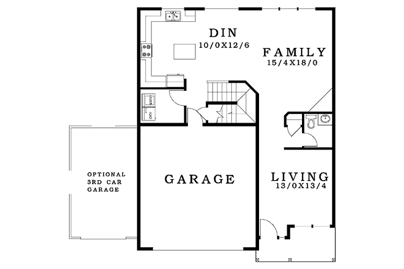 Architectural House Design - Floor Plan - Main Floor for Craftsman House Plan #943-16 - 3 bed, 2.5 bath