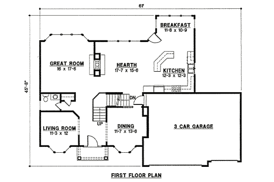 Floor Plan - Main Floor for Traditional House Plan #67-818 - 4 bed, 3 bath