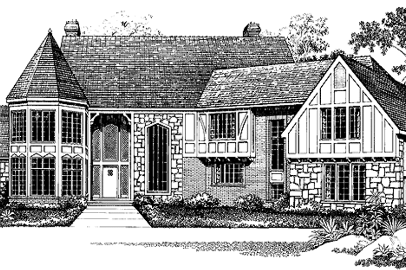 Dream House Plan - Tudor Exterior - Front Elevation Plan #72-829