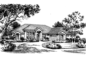 House Plan Design - Exterior - Front Elevation for Mediterranean House Plan #999-7 - 4 bed, 3 bath