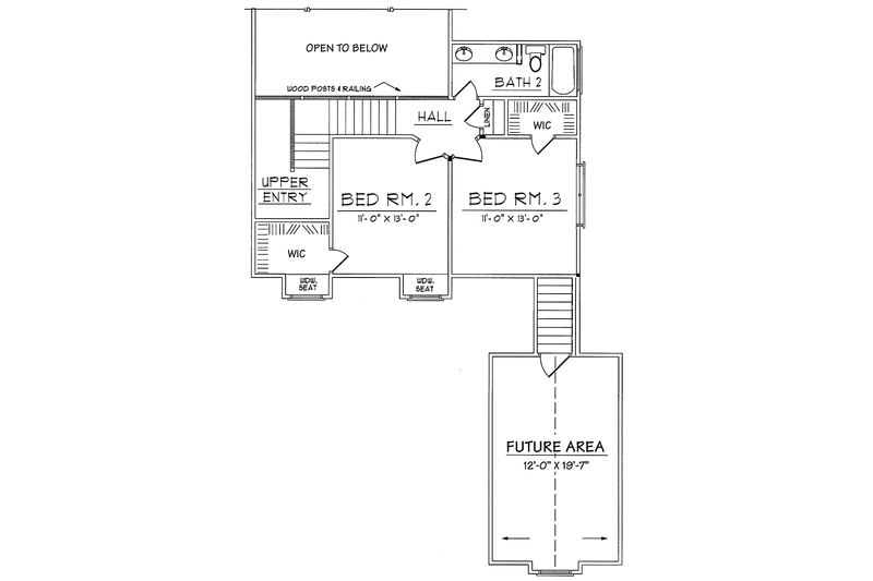 House Design - Floor Plan - Upper Floor for Country House Plan #42-639 - 3 bed, 2.5 bath