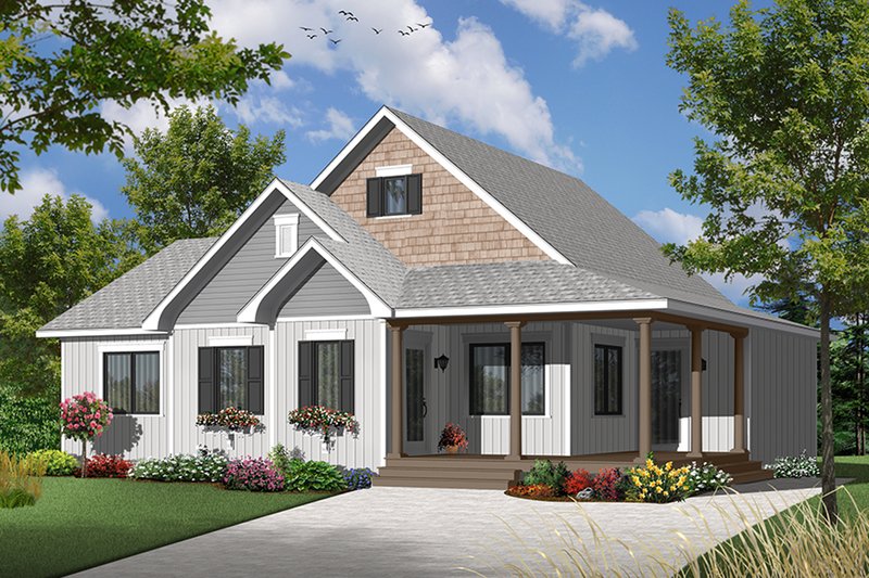 Dream House Plan - Exterior - Front Elevation 5 for Ranch House Plan #23-2565 - 2 bed, 1.5 bath