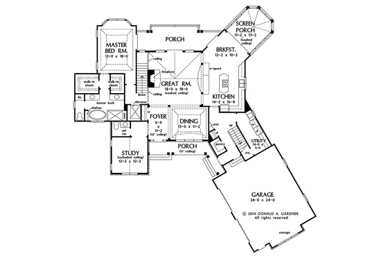Floor Plan - Main Floor for Country House Plan #929-993 - 3 bed, 3.5 bath