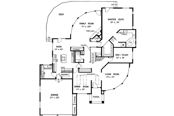 Floor Plan - Main Floor for Contemporary House Plan #60-827 - 3 bed, 2.5 bath