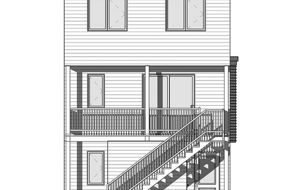 Exterior - Rear Elevation for Contemporary House Plan #23-2600 - 3 bed, 1.5 bath