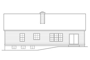 Exterior - Rear Elevation for Ranch House Plan #22-630 - 3 bed, 2.5 bath