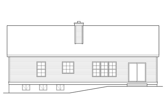 Exterior - Rear Elevation for Ranch House Plan #22-630 - 3 bed, 2.5 bath