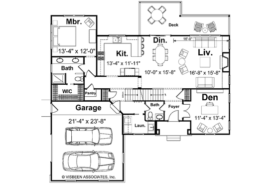 Floor Plan - Main Floor for Craftsman House Plan #928-130 - 3 bed, 2.5 bath