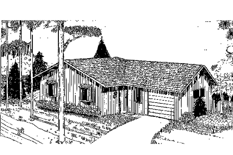 Architectural House Design - Ranch Exterior - Front Elevation Plan #60-668