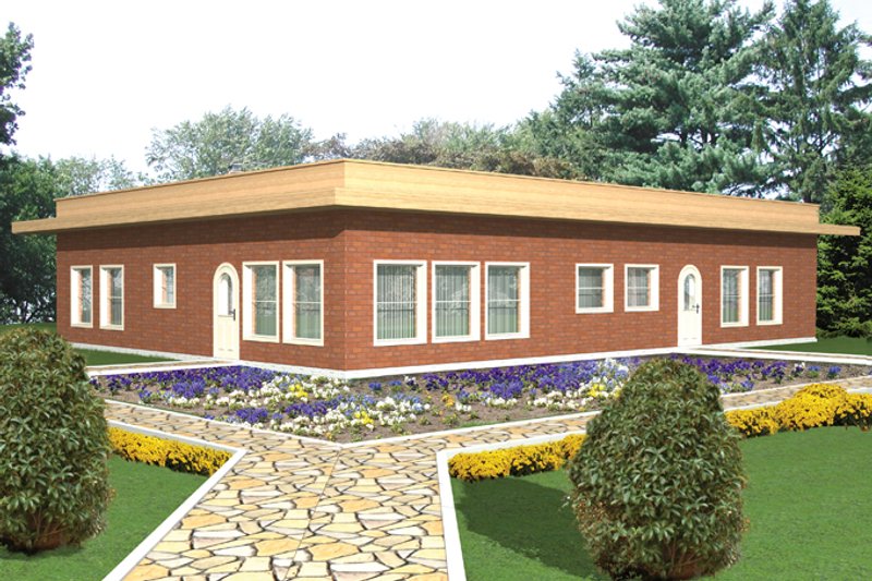 Dream House Plan - Exterior - Front Elevation 3 for Contemporary House Plan #117-853 - 3 bed, 2 bath