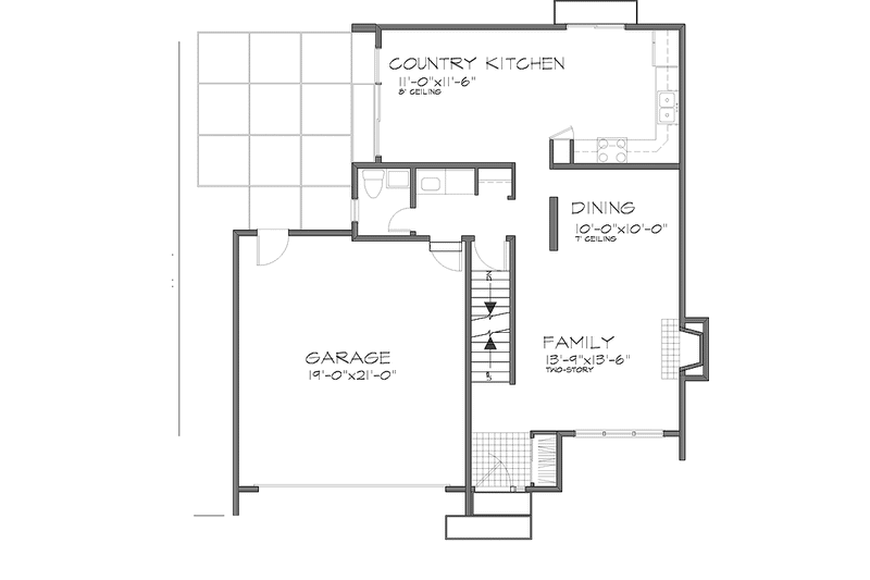 Home Plan - Floor Plan - Main Floor for Contemporary House Plan #320-656 - 3 bed, 1.5 bath