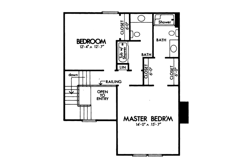 Home Plan - Floor Plan - Upper Floor for Country House Plan #320-1009 - 2 bed, 2.5 bath