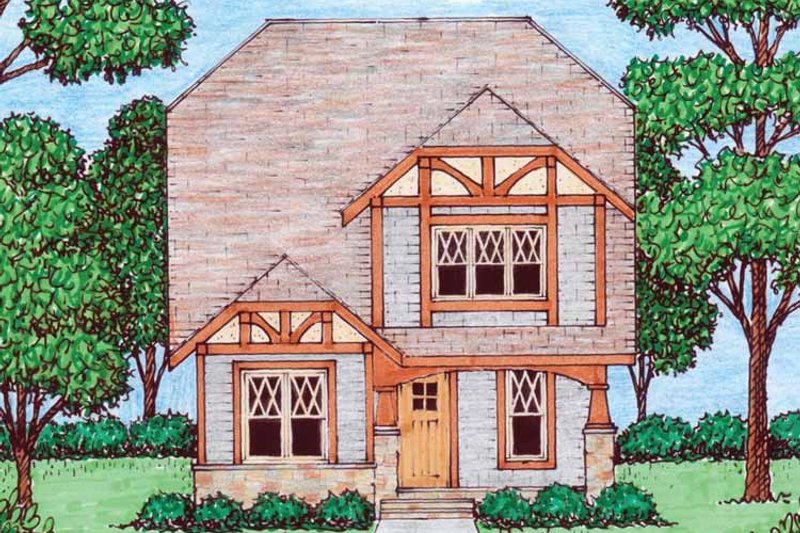 Dream House Plan - Exterior - Front Elevation 3 for Tudor House Plan #413-911 - 4 bed, 3.5 bath