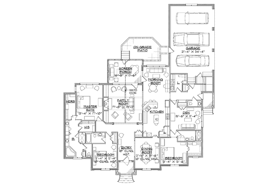 Floor Plan - Main Floor for Colonial House Plan #1054-6 - 3 bed, 3.5 bath
