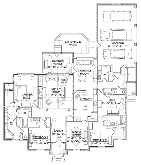 Architectural House Design - Colonial Floor Plan - Main Floor Plan #1054-6