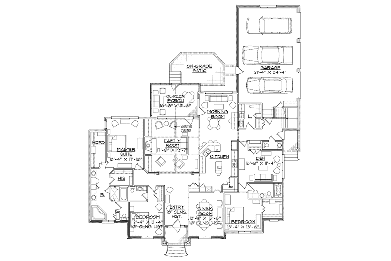 Architectural House Design - Floor Plan - Main Floor for Colonial House Plan #1054-6 - 3 bed, 3.5 bath