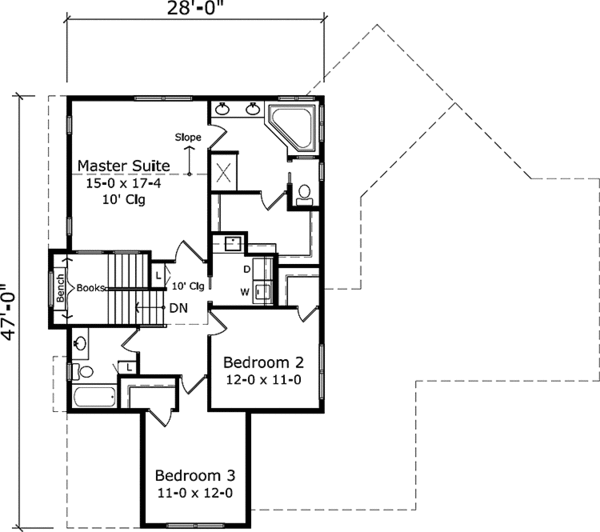 House Blueprint - Country Floor Plan - Upper Floor Plan #981-4