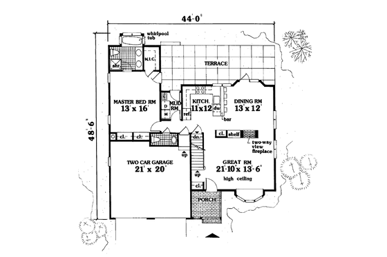 Floor Plan - Main Floor for Traditional House Plan #3-312 - 4 bed, 2.5 bath